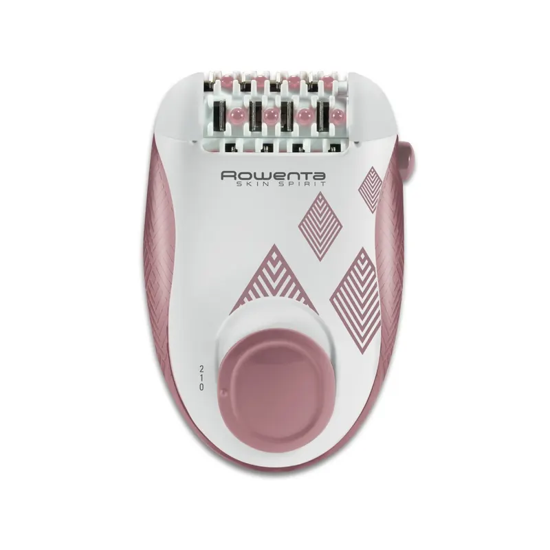 Epilator Rowenta Skin Spirit EP2900F1, 2 trepte de viteza, 24 pensete, sistem de ghidare, sistem de masaj cu bile, roz