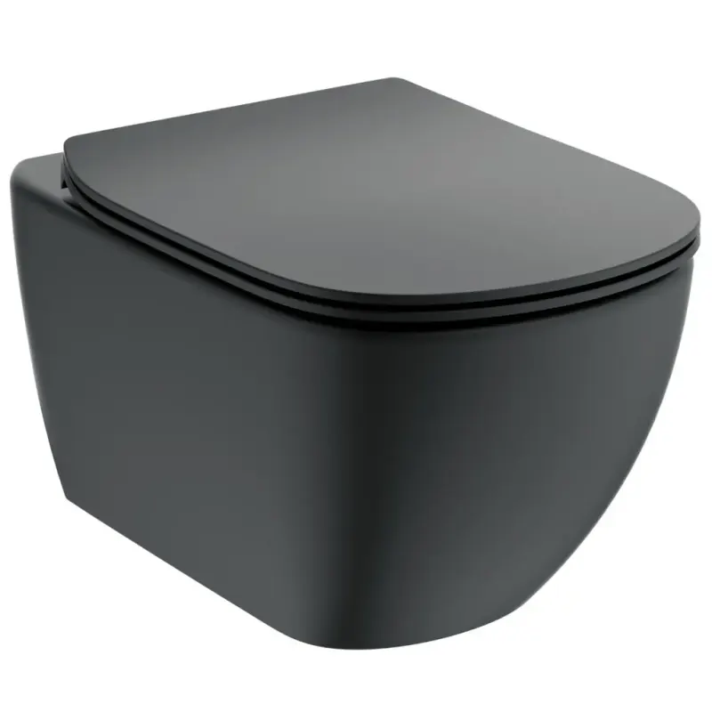 Vas wc suspendat cu capac SoftClose, negru, Aquablade, Ideal Standard Tesi