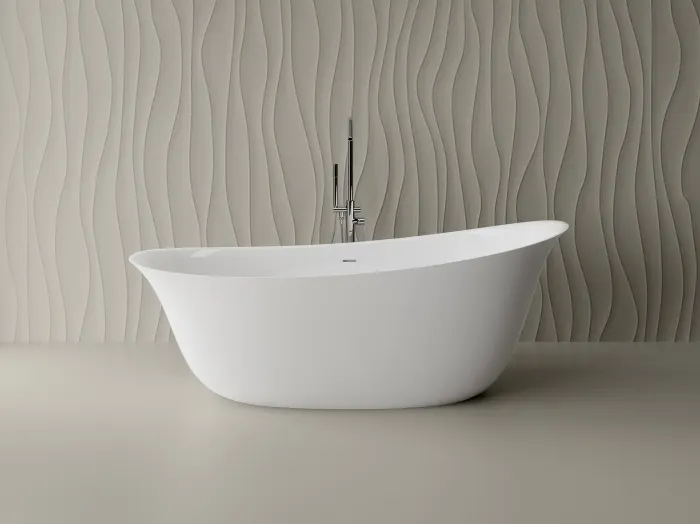 Cada freestanding ovala, compozit alb mat, interior lucios, 180.3x85x68.6 cm, Domus