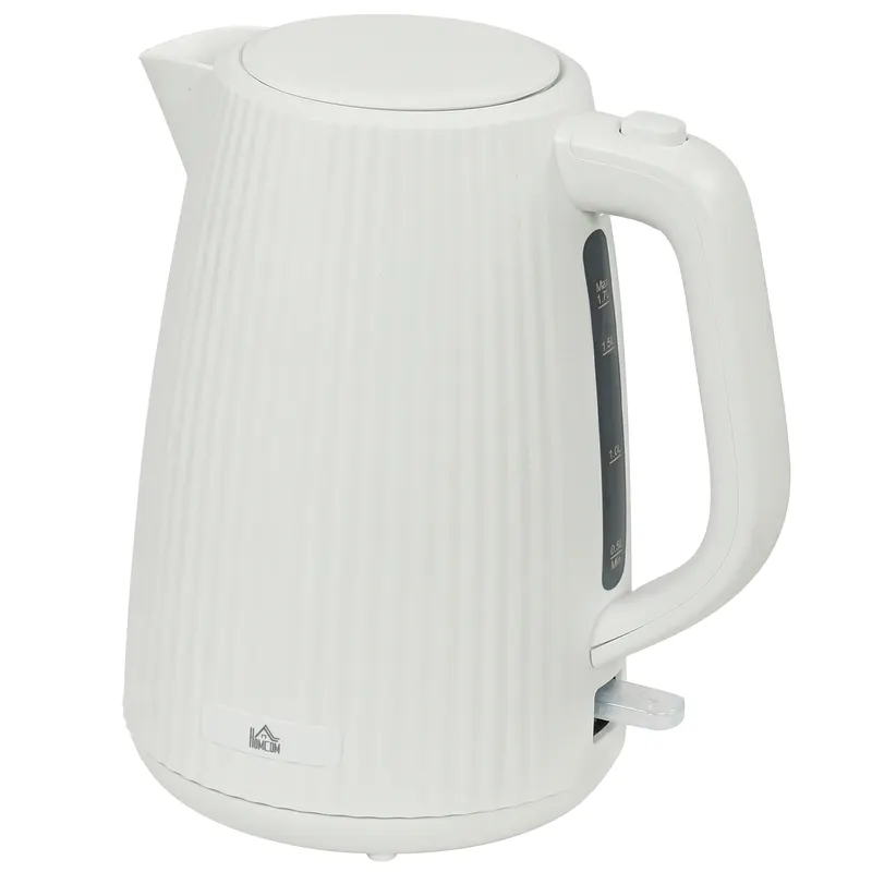 HOMCOM Fierbător Electric 1,7L 2025W cu Filtru Anticalcar Detașabil Oprire Automată Bază Rotativă 360° Crem