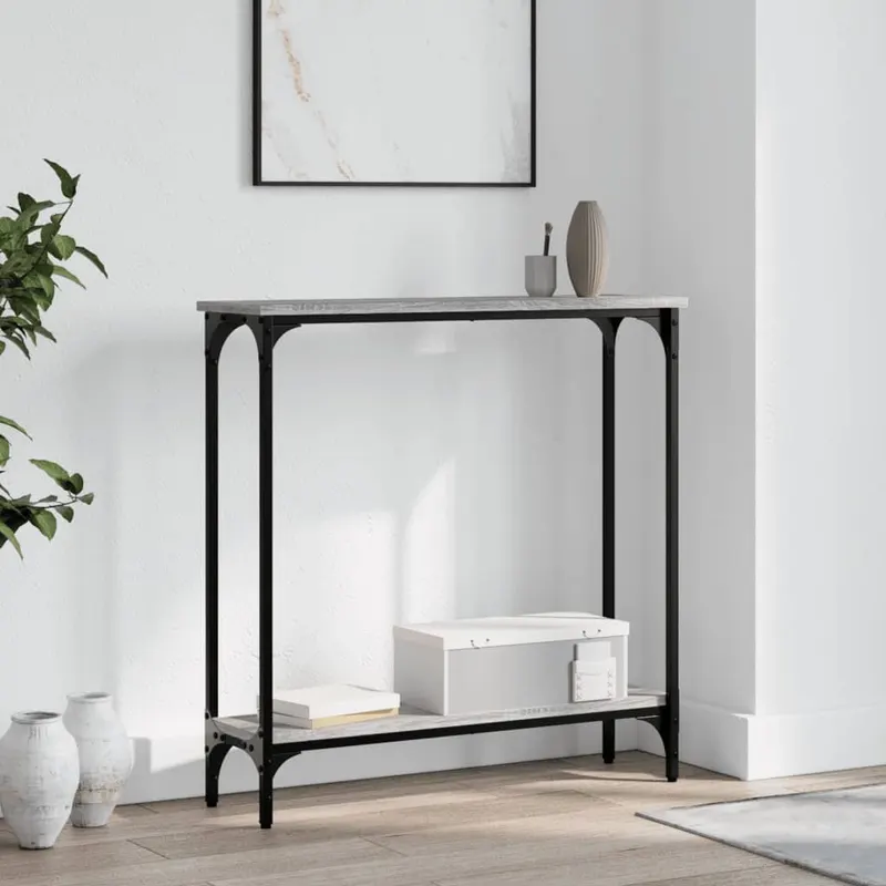 masuta consola, gri sonoma, 75x22,5x75 cm, lemn prelucrat
