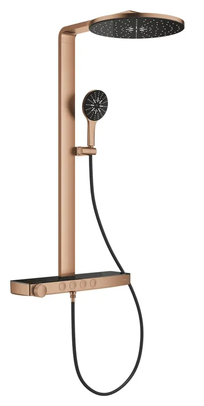 Sistem de dus Grohe 101680DL00 SPA Aqua Pure, termostat, palarie dus 360 mm, 3 functii para dus, cupru mat