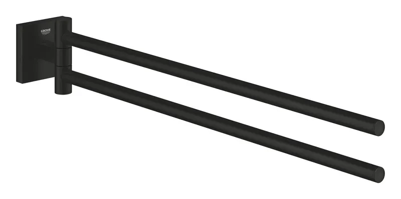 Bara prosop Grohe 409762430, 438 mm, 69 mm, 2 orificii instalare, 2 rafturi, pe perete, metal, Negru