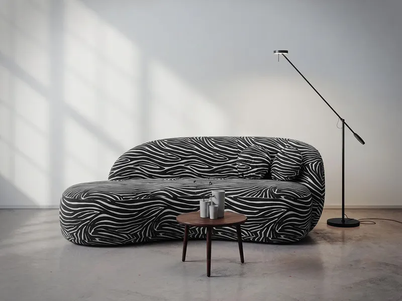 Canapea 3 locuri Lunis Zebra, Animal Print, Negru / Alb — imaginea 2