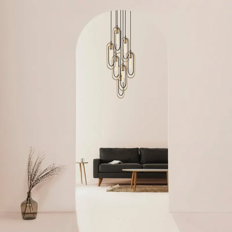 Lustra Cerco Chandelier, Negru, 40x40x132 cm - Negru