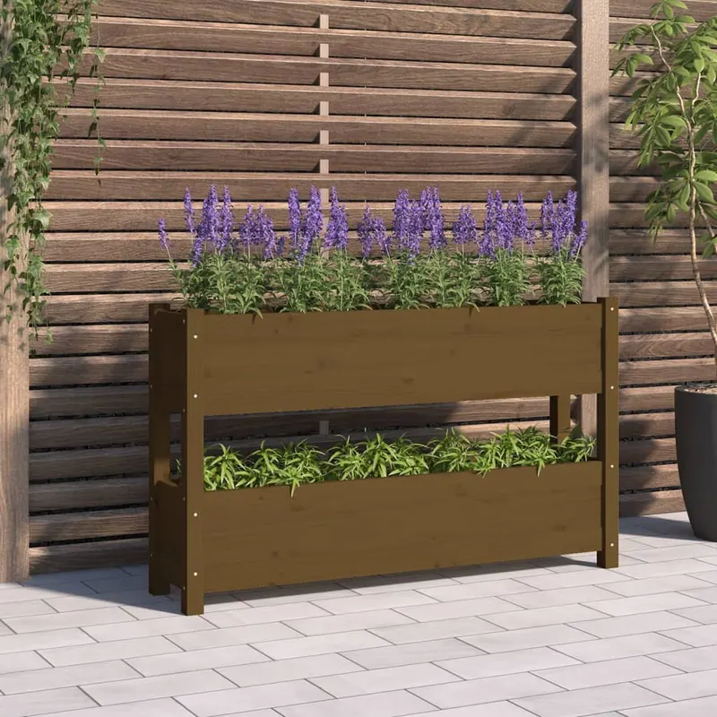 jardiniera, maro miere, 112x25x66 cm, lemn masiv de pin