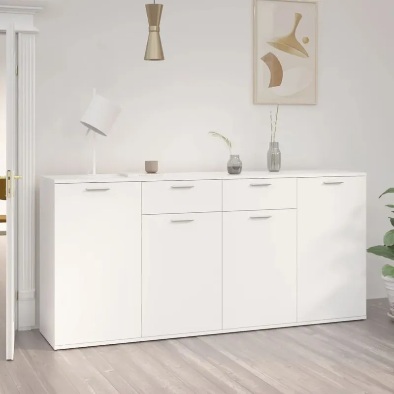 servanta, alb, 160x36x75 cm, lemn prelucrat