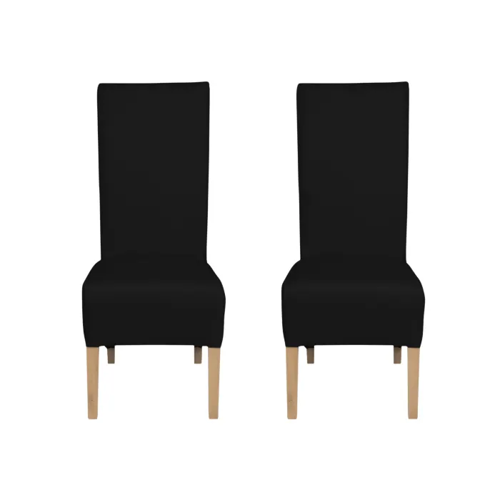 Set 2 scaune living VANESSA, picioare lemn natur, piele ecologica negru, 47x60x110 cm