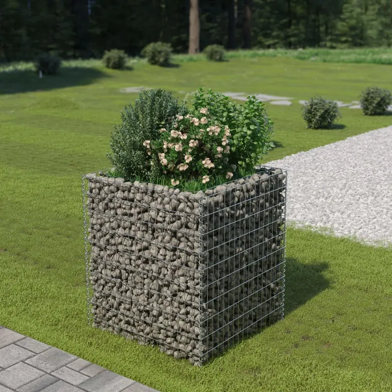 strat inaltat gabion, 90 x 90 x 100 cm, otel galvanizat
