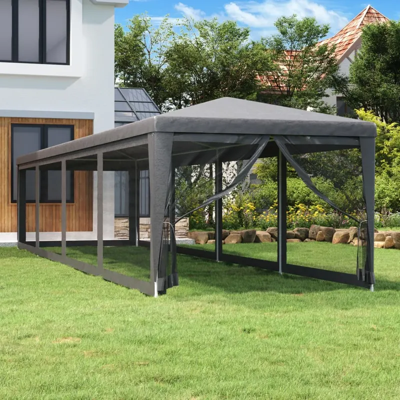 cort de petrecere cu 10 pereti din plasa, antracit, 3x12 m hdpe