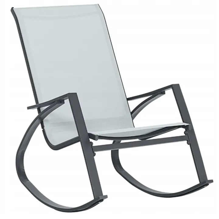 Scaun balansoar gradina metal textil ergonomic 120 kg, 60x104x95 cm, confortabil, gri
