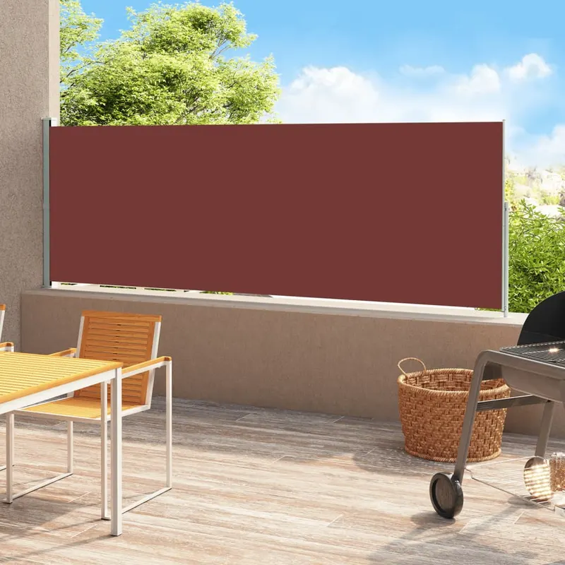 copertina laterala retractabila de terasa, maro, 180x500 cm