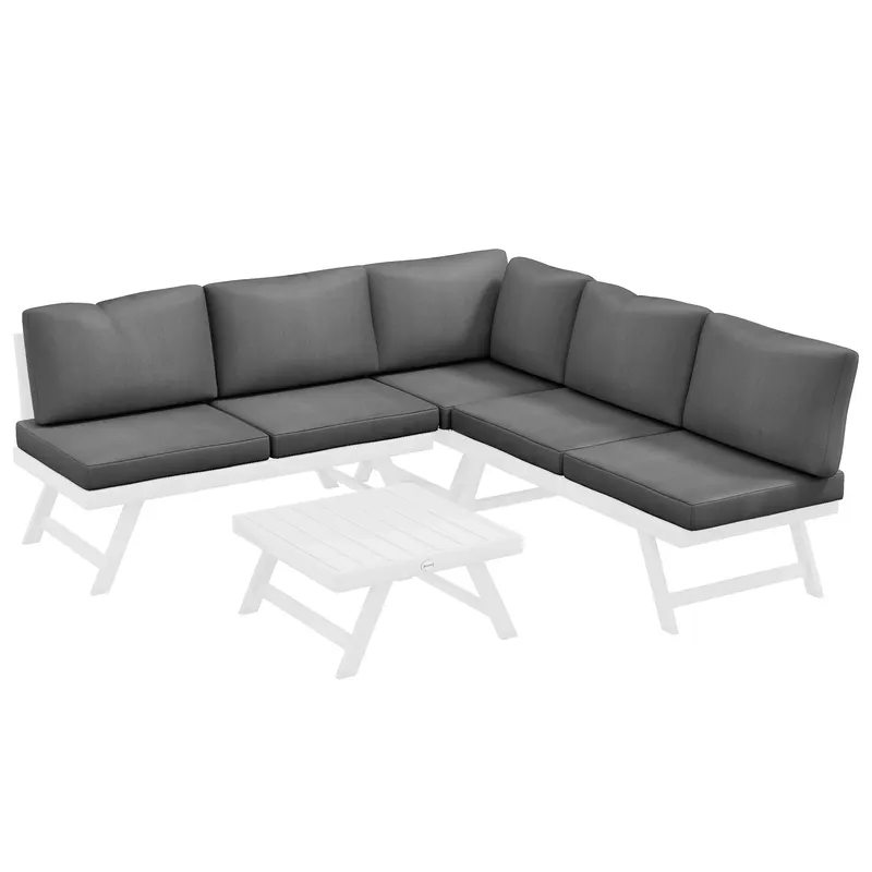 Outsunny Set de mobilier lounge pentru grădină 4 piese, 115 cm x 61 cm x 65 cm, Gri + Alb