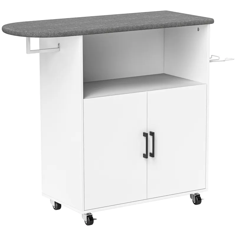 HOMCOM Dulap pentru călcat cu 2 uși și spațiu deschis, 125x43.5x102.5 cm, Alb