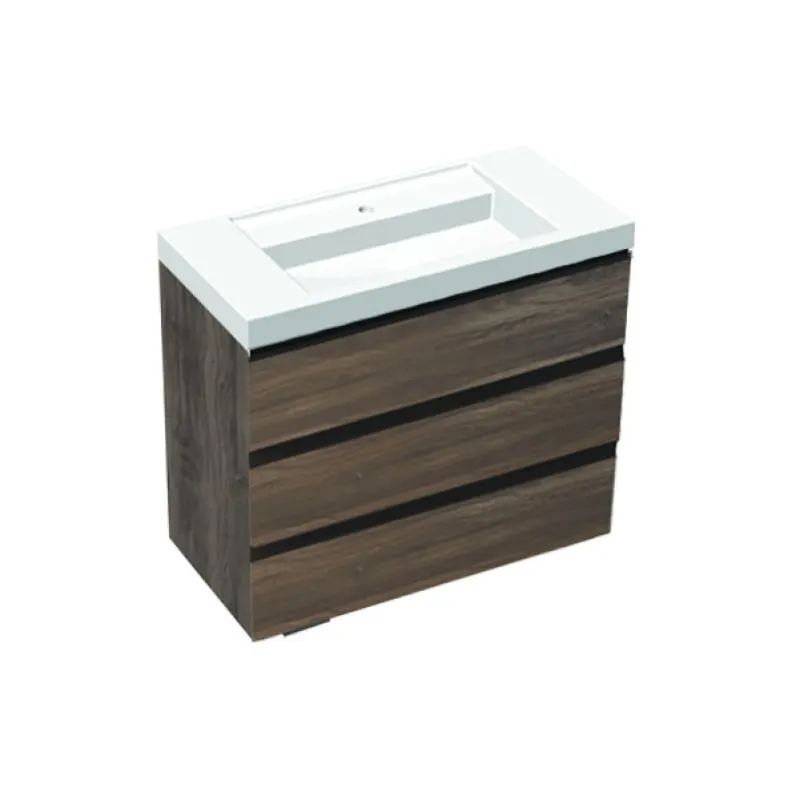 Set mobilier stativ cu lavoar Kolpasan, Harmony 100 cm, 3 sertare, dark oak