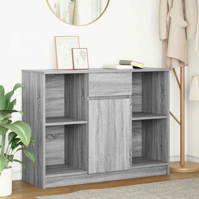 bufeta cu sertar gri sonoma 101x35x76 cm lemn prelucrat