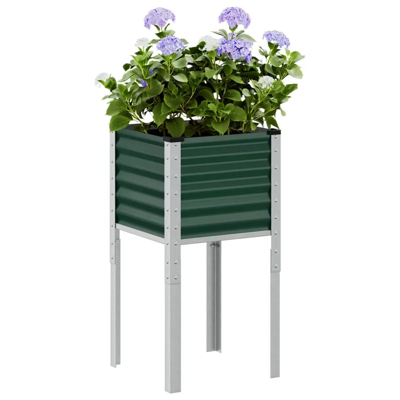 jardiniera de gradina, verde, 45x45x88 cm, otel