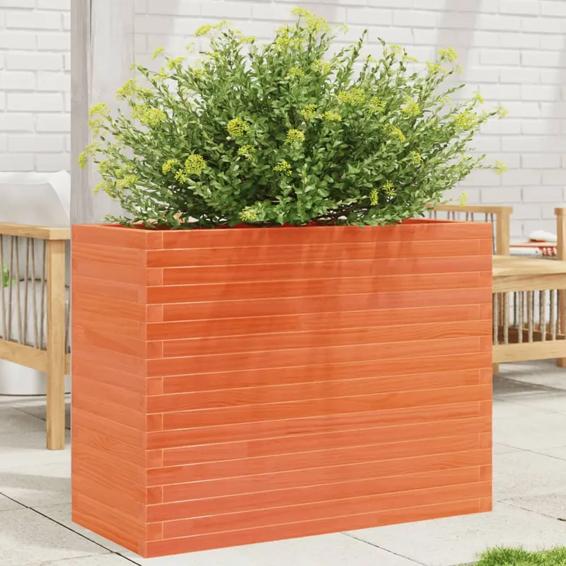 jardiniera gradina, maro ceruit, 90x40x68,5 cm, lemn masiv pin