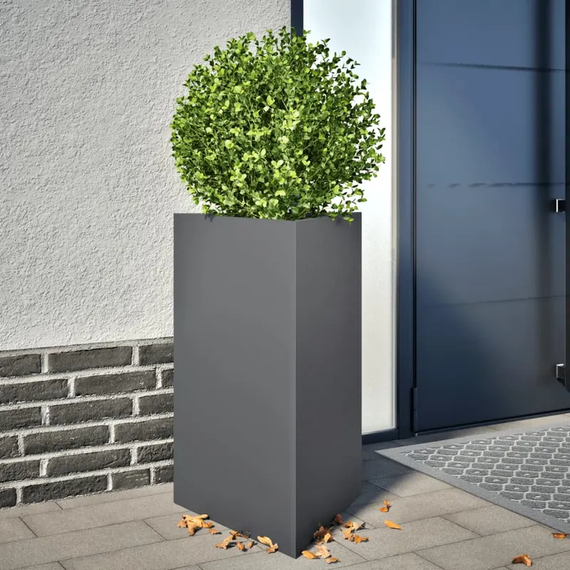 jardiniere gradina, 2 buc. antracit 50x43x75 cm otel triunghi