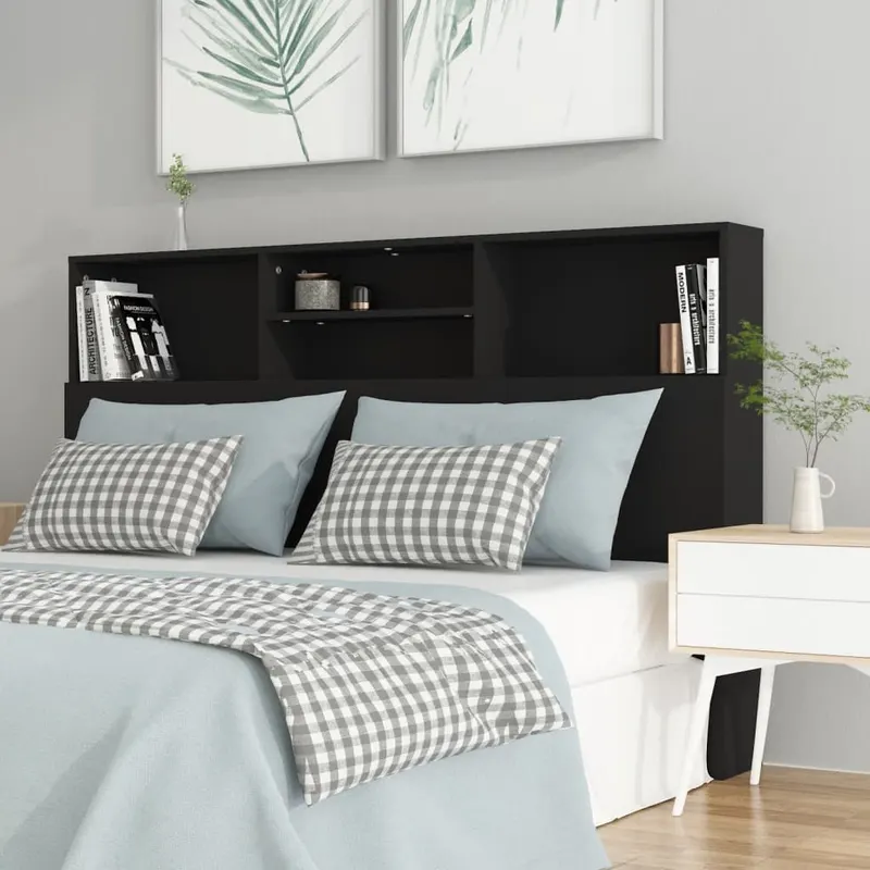 tablie de pat cu dulap, negru, 160x19x103,5 cm