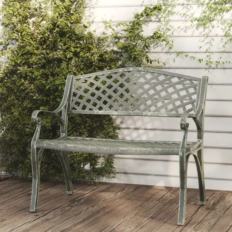 banca de gradina, verde, 102 cm, aluminiu turnat