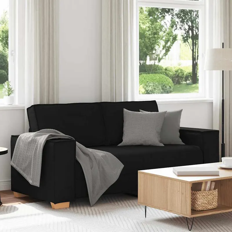 canapea cu 2 locuri, neagra, 140 cm, material textil
