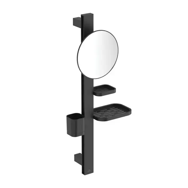 Set accesorii pentru lavoar Ideal Standard Alu+ negru mat din aluminiu 70 cm cu oglinda mobila