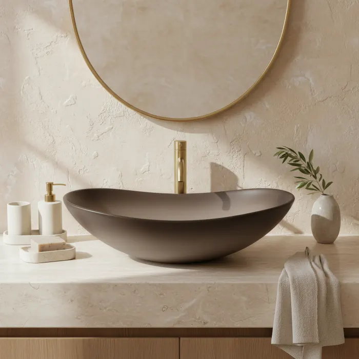 Lavoar baie 62x36 cm, maro mat, oval, Rea Royal Ombre