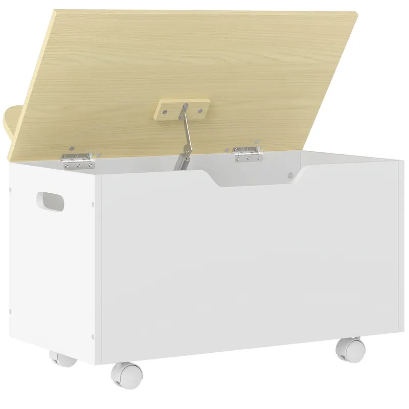 AIYAPLAY Ladă pentru jucării copii 3-8 ani cu roți, capac în formă de nor, din MDF, 59x30x53 cm, alb