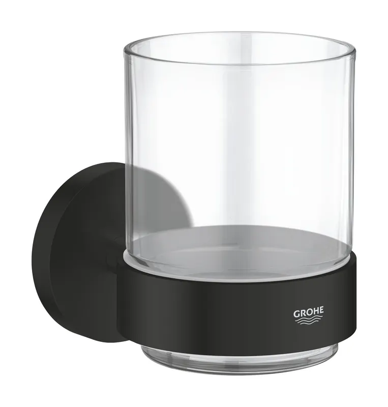 Pahar baie Grohe 1022562430, 106 mm, 99 mm, 2 orificii instalare, 140 volum ml, pe perete, metal, sticla, Negru