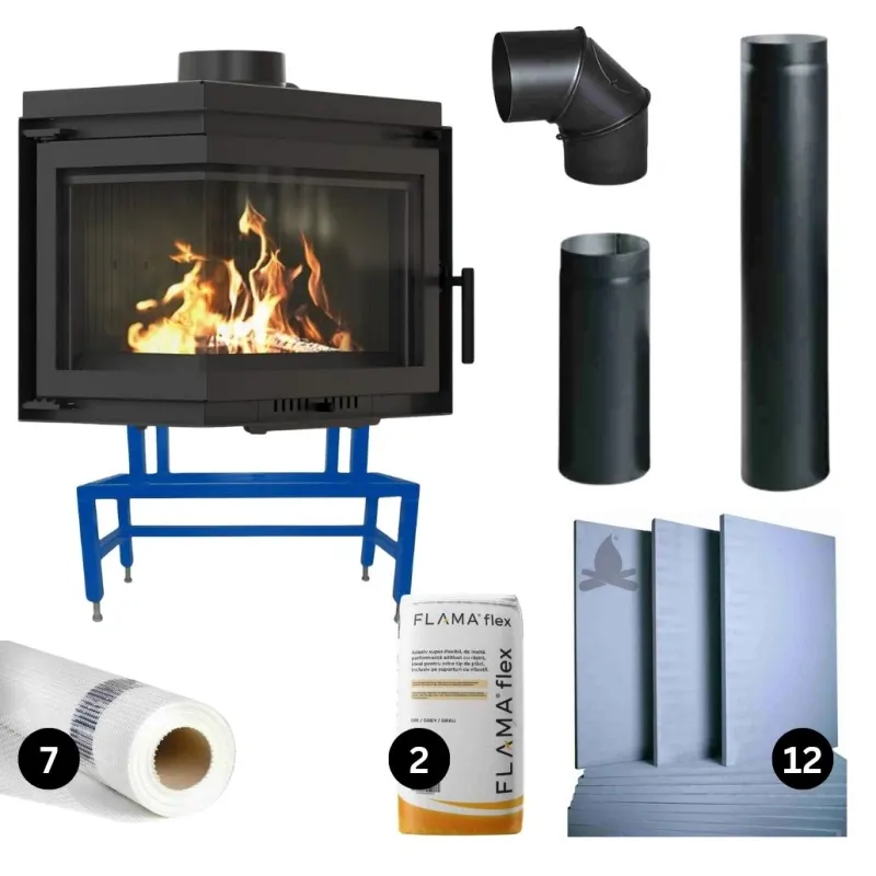 Focar fonta Bergen 8-11kW sticla stanga - pachet PRO