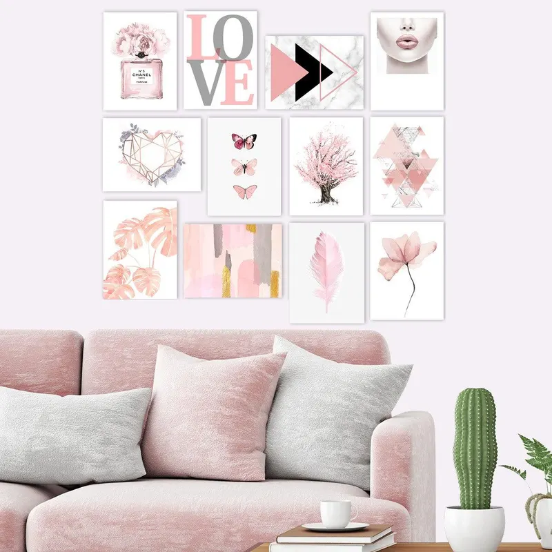 Tablou MDF Lady Rose, Roz - Alb, 15x20 cm - Multicolor