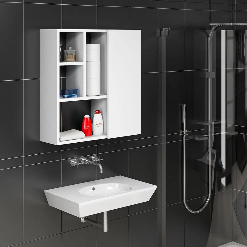 Dulap de baie Suspendat Secret, Alb, 60x64x22 cm - Alb