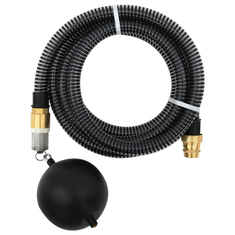 furtun de aspiratie cu racorduri din alama, negru 1,1 10 m pvc