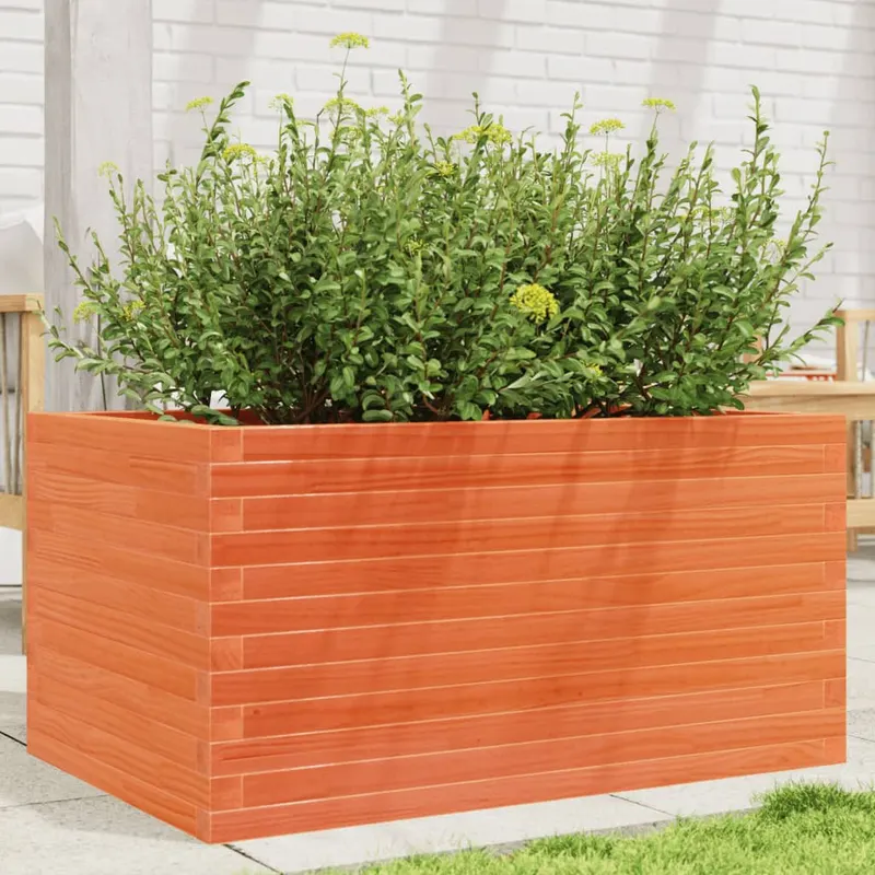 jardiniera gradina, maro ceruit, 90x60x45,5 cm, lemn masiv pin