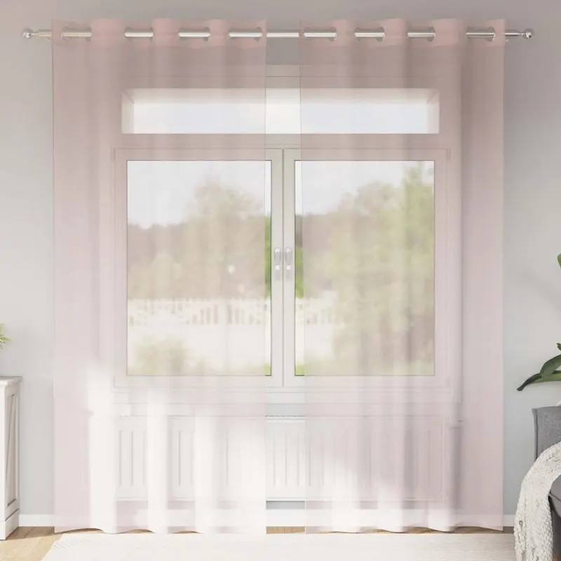 perdele voile cu oelii 2 buc roz deschis 140x225 cm