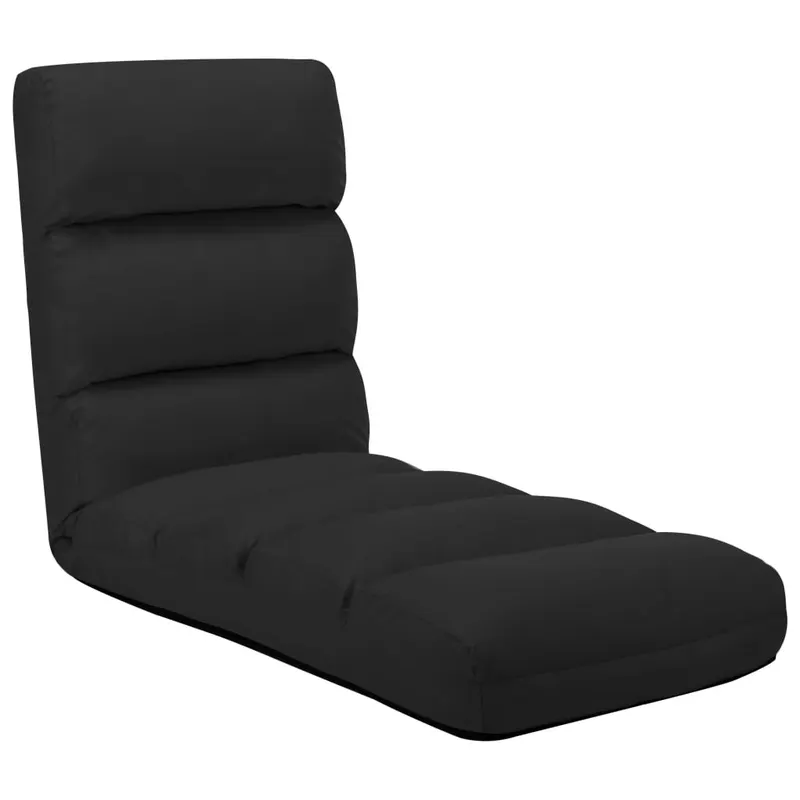 scaun de podea pliabil, negru, piele ecologica