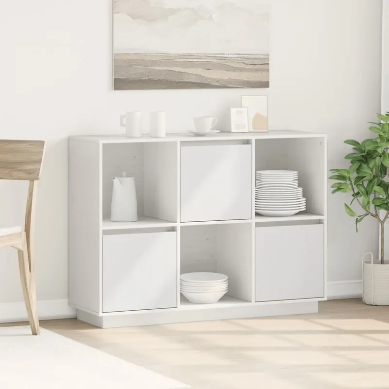 servanta, alb, 110,5x35x80 cm, lemn masiv de pin