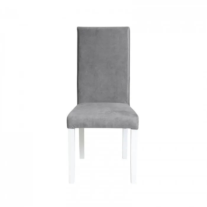 Scaun living TEO, picioare lemn alb, stofa z gri deschis, 46x60x98 cm