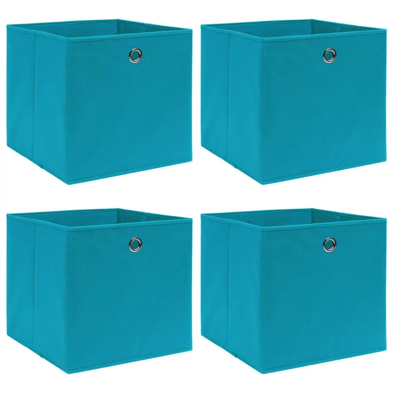 cutii de depozitare, 4 buc., bleu, 32x32x32 cm, textil
