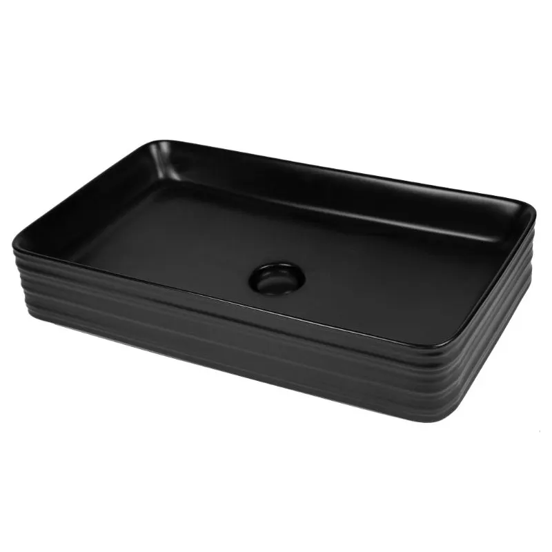 Lavoar pe blat Fluminia My Black Square, 39 cm, dreptunghiular, cu ventil, garantie 2 ani, negru mat