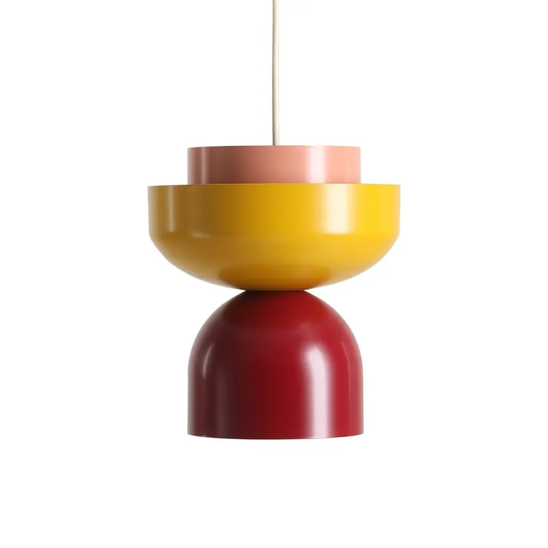 Lampa suspendata ULVA - Roșu vin + Coral + Muștar / Deschis