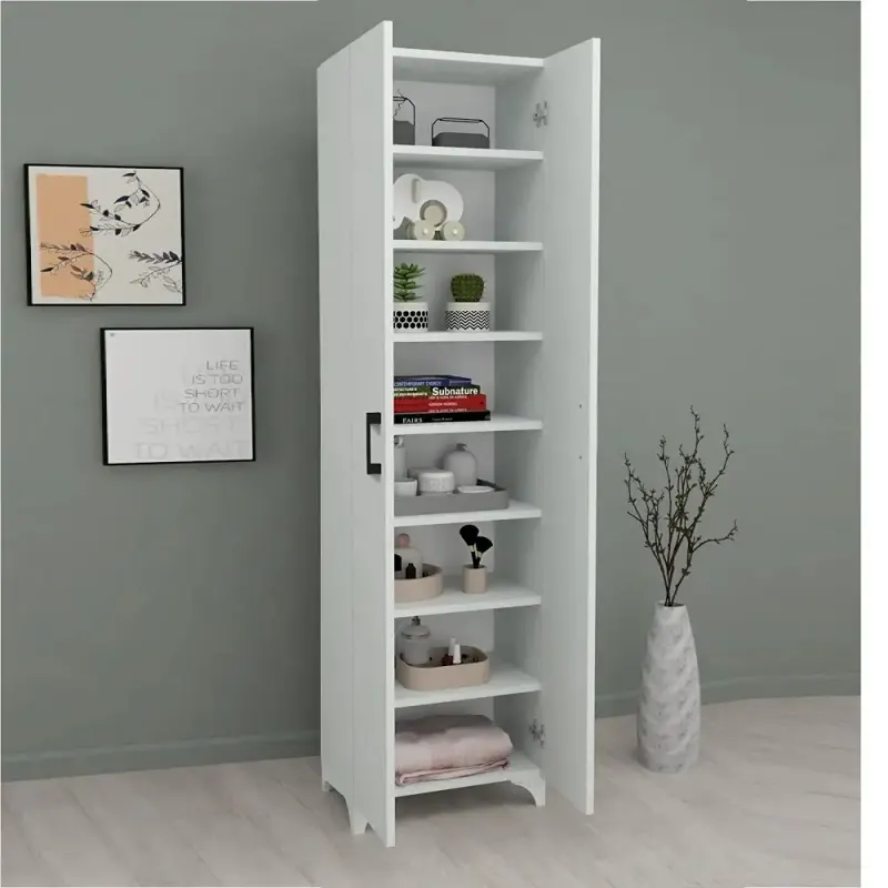 Dulap multifunctional cu 8 rafturi culoare alb185x49x32 cm
