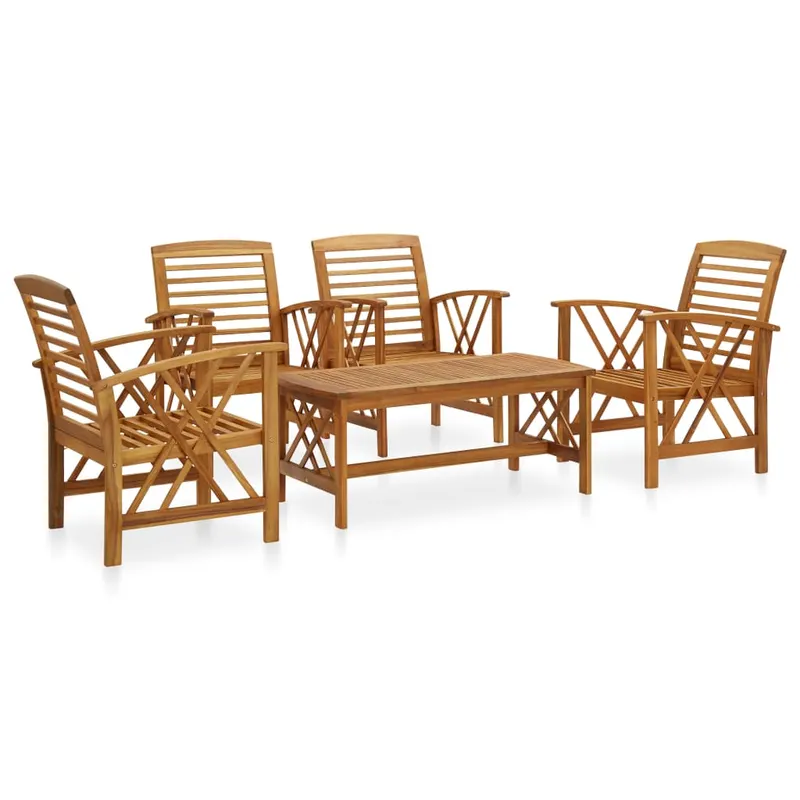 set mobilier de gradina, 5 piese, lemn masiv de acacia