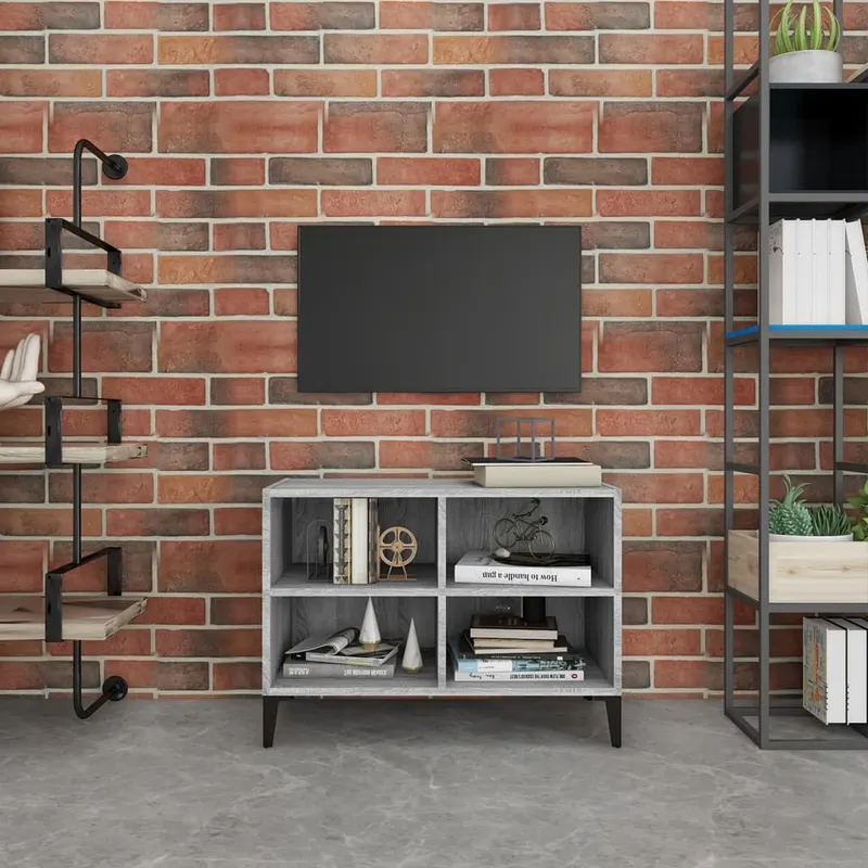 comoda tv cu picioare metalice, gri sonoma, 69,5x30x50 cm