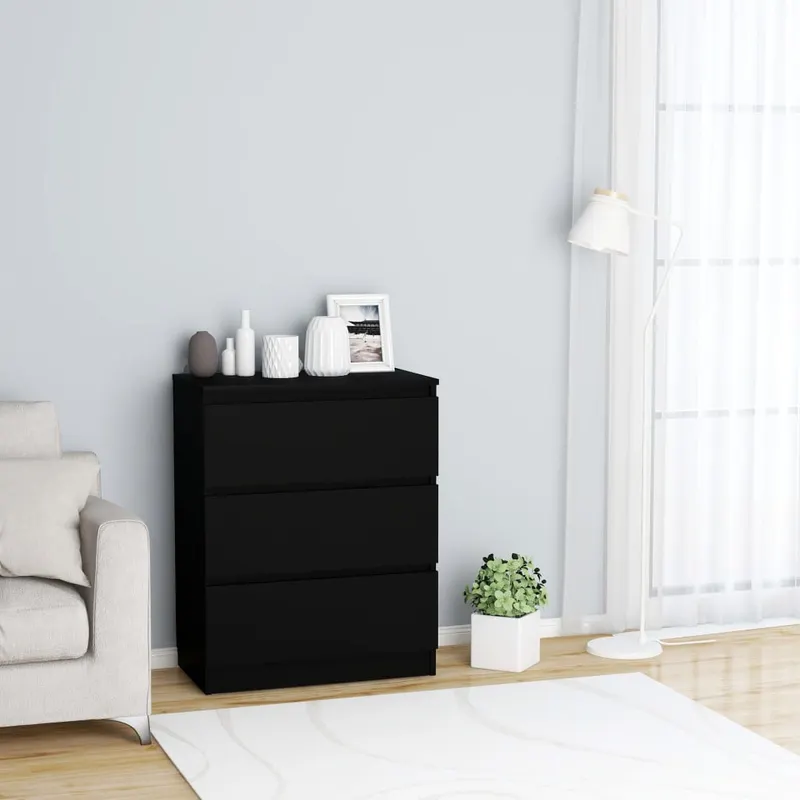 dulap, negru, 60 x 35 x 76 cm, lemn prelucrat