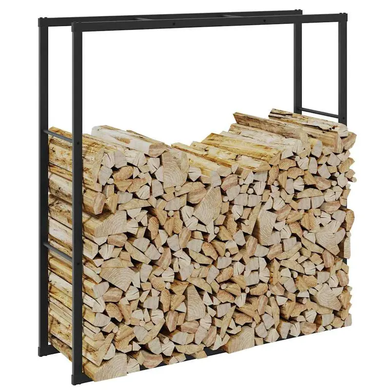 Rastel pentru lemne de foc, negru, 110x30x116 cm, otel