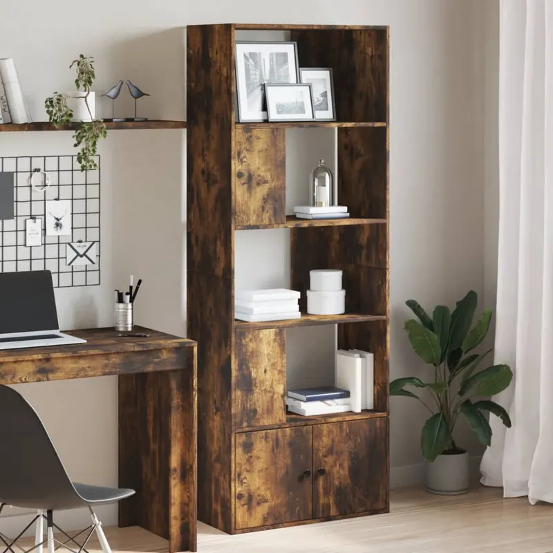 biblioteca, stejar fumuriu, 70x36x189 cm, lemn prelucrat