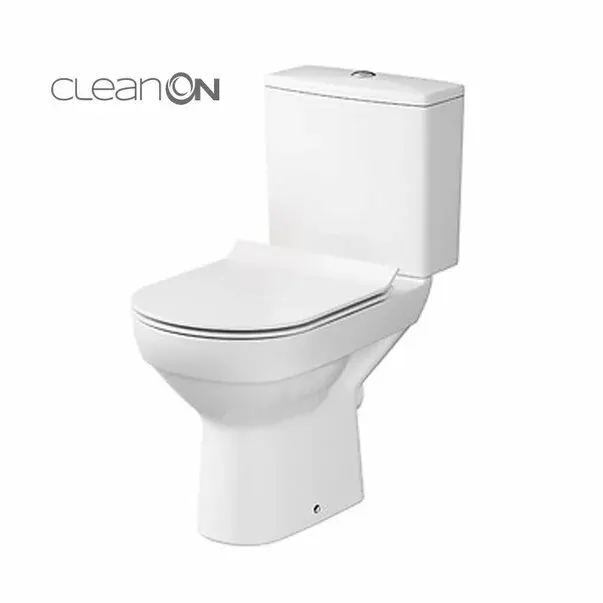 Set vas WC pe pardoseala Cersanit City New Clean On cu rezervor si capac inchidere lenta
