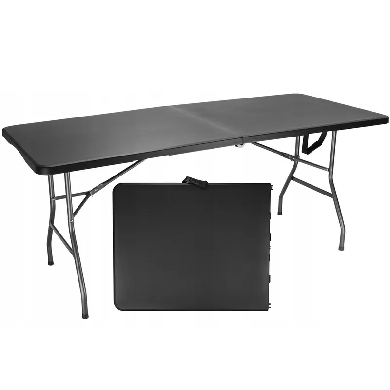 Masa dreptunghiulara pliabila multifunctionala evenimente hdpe, 180x74x74 cm, compacta, negru